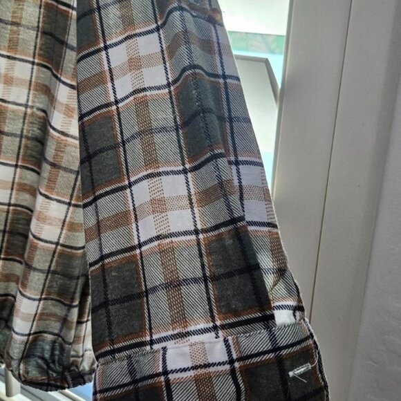 Eden & Olivia Plaid Button-Up Shirt 3/4 Roll Tab Sleeves Women's Large - Picture 5 of 12